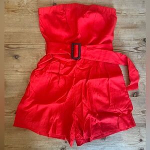 Monteau Los Angeles Bold Red Strapless Romper Small
